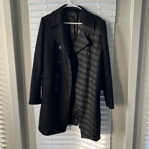 🖤💙 United Colors Of Benetton Men Long Wool Peacoat Dark Navy Blue Size 48